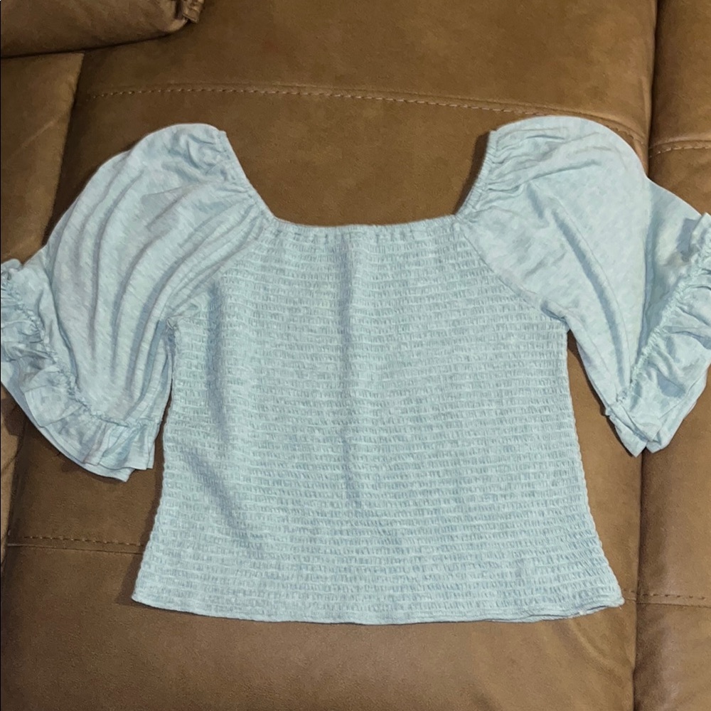 Women's Light Blue Puff Sleeve Top